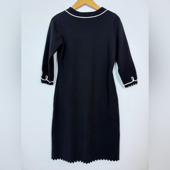 Hanna Andersson Black Combed Cotton Knit Scallop Trim Midi Dress Small Ruffle - Picture 6 of 7